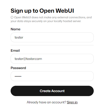 open-webui sign up